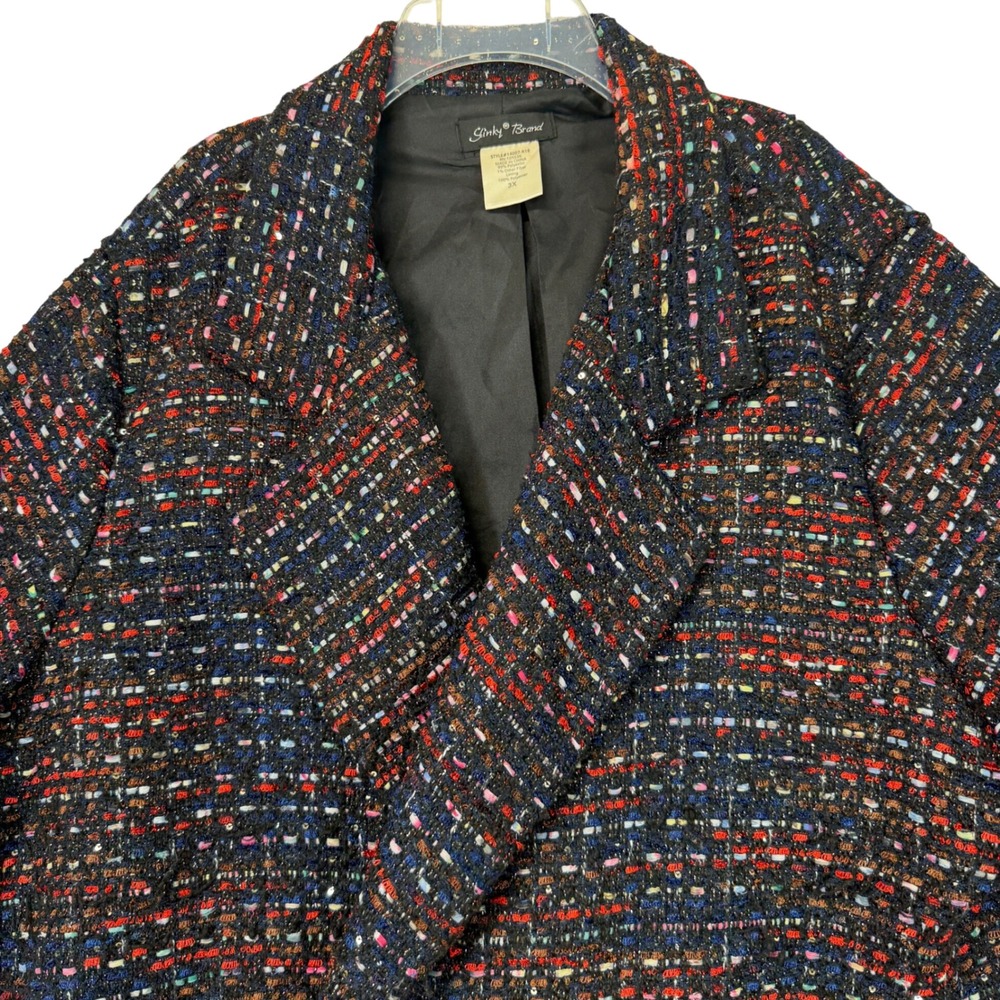 Slinky‎ Brand 3X Tweed Open Front Blazer Colorful Career Jacket